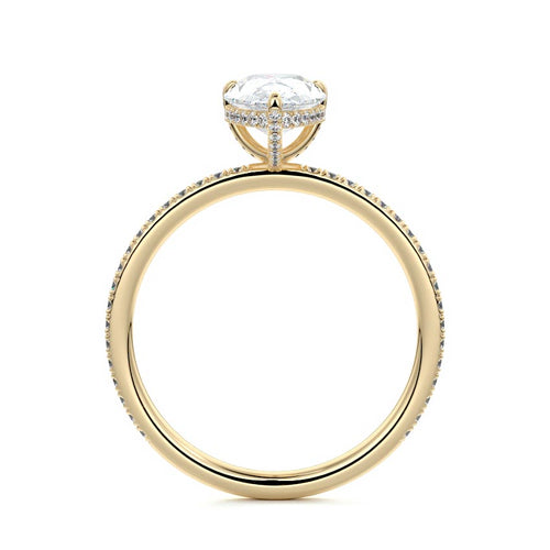 Kara - Pear Yellow Gold Engagement Ring Detail View | Nura Lab
