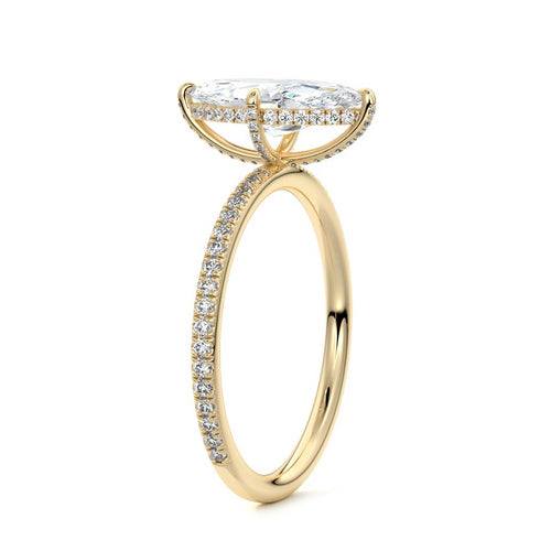 Kara - Marquise Yellow Gold Engagement Ring Side View | Nura Lab