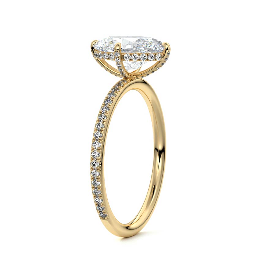 Kara - Oval Yellow Gold Engagement Ring Side View | Nura Lab
