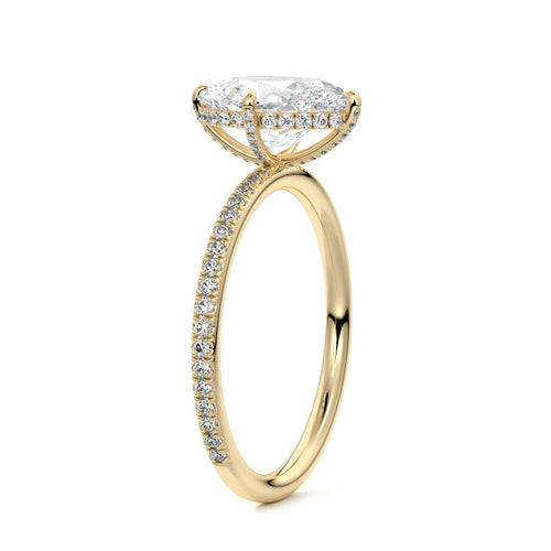 Kara - Oval Yellow Gold Engagement Ring Side View | Nura Lab