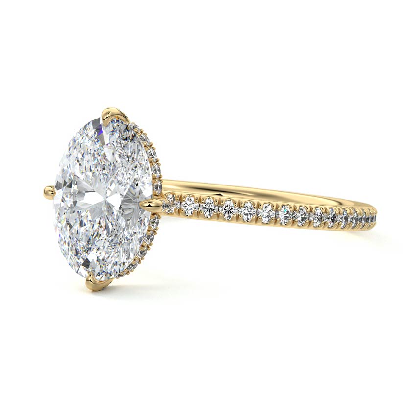 Kara - Oval Yellow Gold Engagement Ring Profile View | Nura Lab