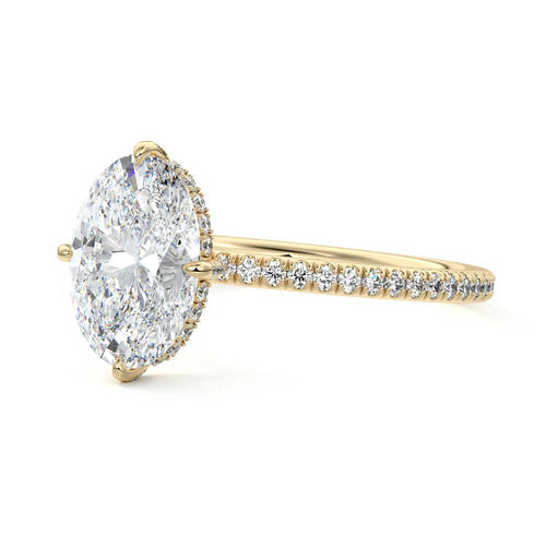 Kara - Oval Yellow Gold Engagement Ring Profile View | Nura Lab