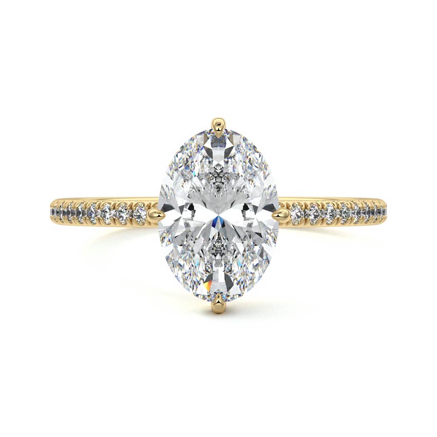 Kara - Oval Yellow Gold Engagement Ring Detail View | Nura Lab