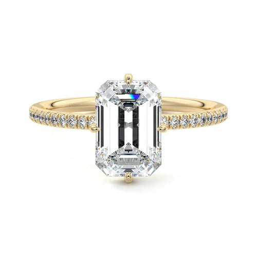Kara - Emerald Cut Yellow Gold Lab Grown Diamond Engagement Ring | Nura Lab