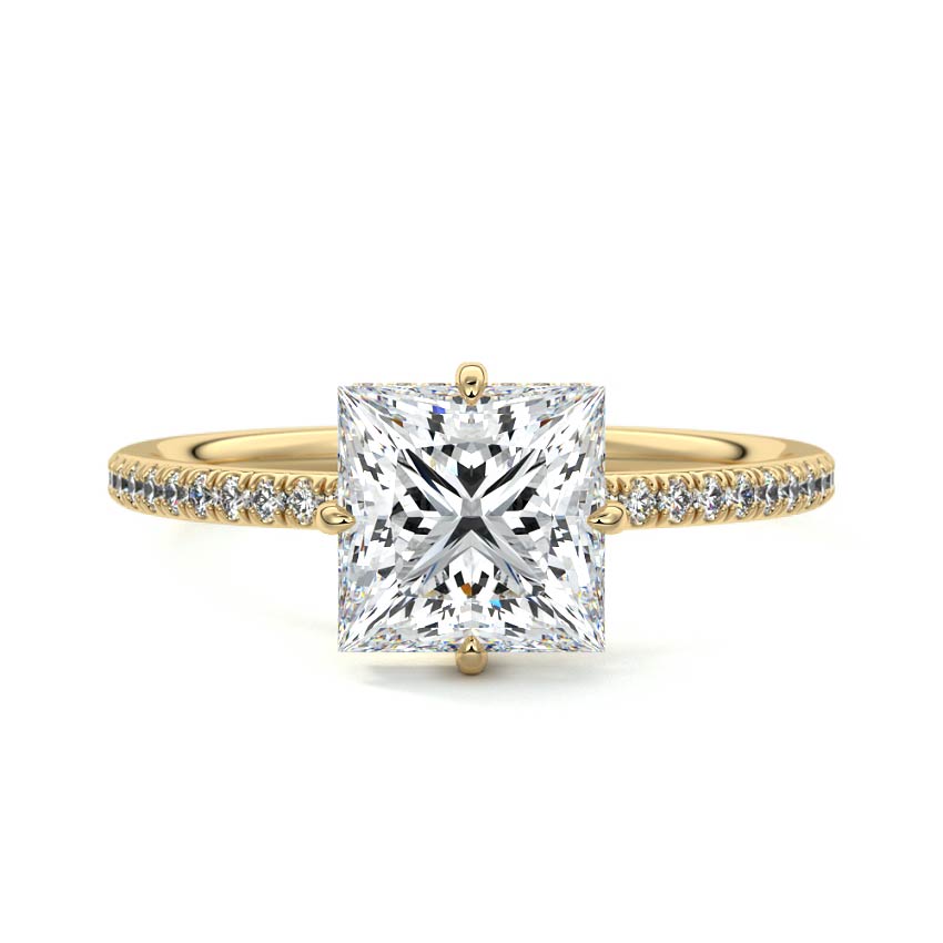 Kara - Princess Yellow Gold Lab Grown Diamond Engagement Ring | Nura Lab