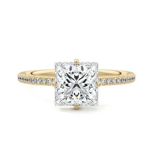 Kara - Princess Yellow Gold Lab Grown Diamond Engagement Ring | Nura Lab