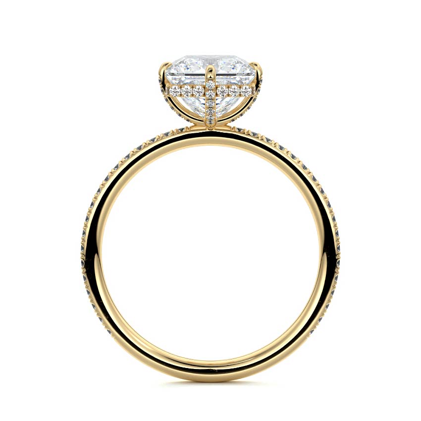 Kara - Princess Yellow Gold Engagement Ring Side View | Nura Lab