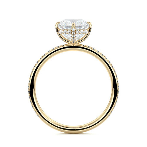 Kara - Princess Yellow Gold Engagement Ring Side View | Nura Lab
