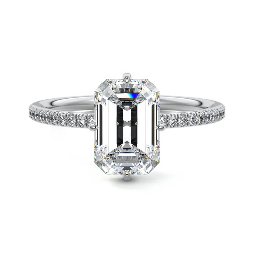 Kara - Emerald Cut White Gold Lab Grown Diamond Engagement Ring | Nura Lab