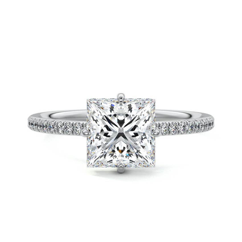 Kara - Princess White Gold Lab Grown Diamond Engagement Ring | Nura Lab
