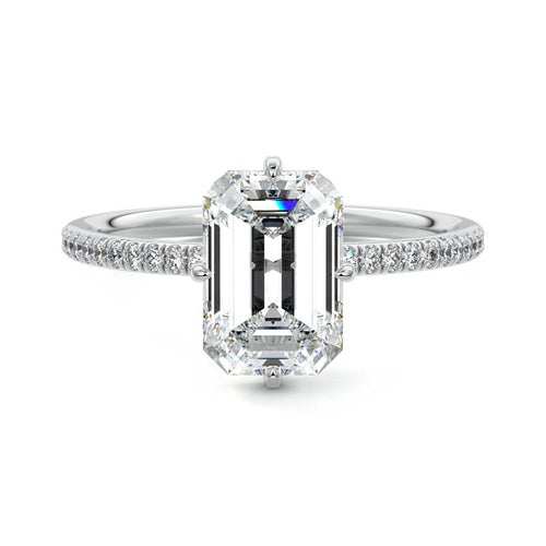 Kara - Emerald Cut Platinum Lab Grown Diamond Engagement Ring | Nura Lab