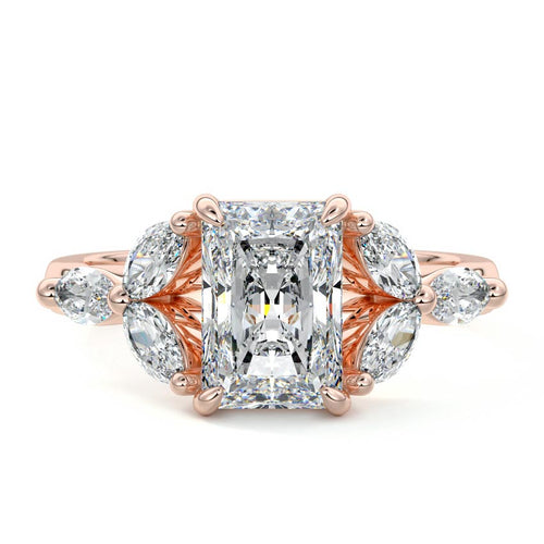 Anya radiant multi-stone lab grown diamond engagement ring in rose gold