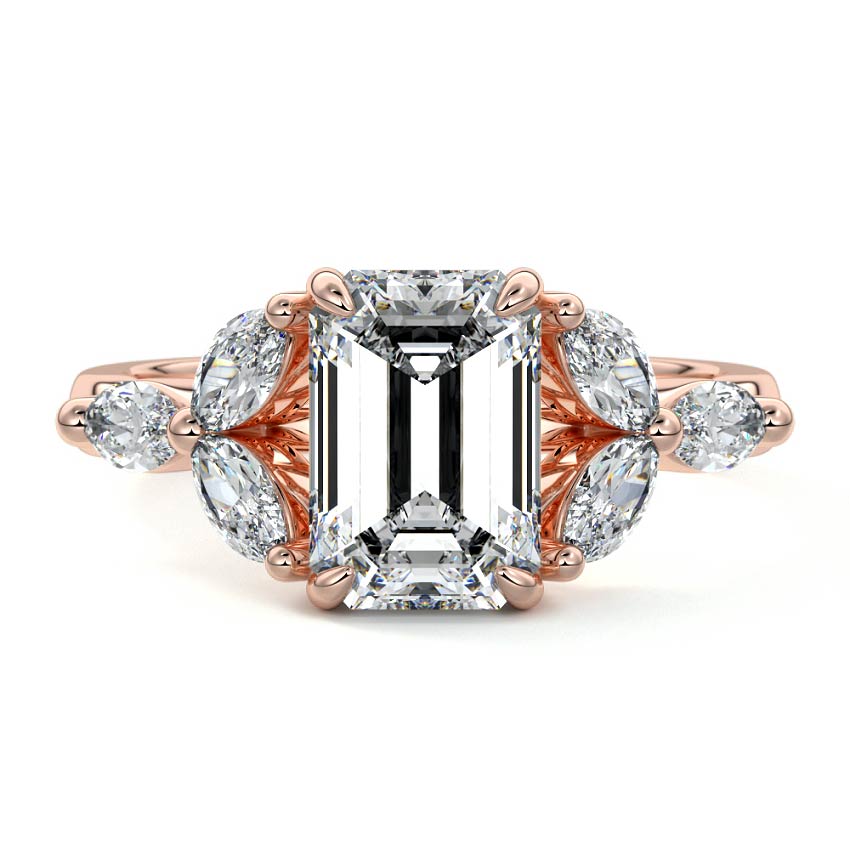 Anya - Emerald Cut Rose Gold Lab Grown Diamond Engagement Ring | Nura Lab