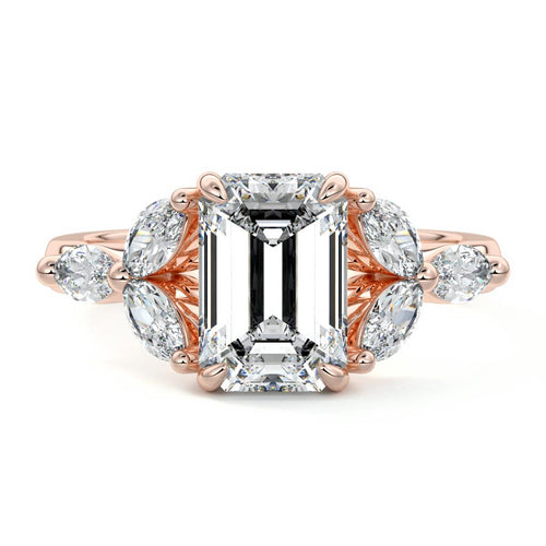 Anya - Emerald Cut Rose Gold Lab Grown Diamond Engagement Ring | Nura Lab