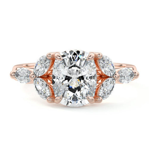 Anya cushion multi-stone lab grown diamond engagement ring in rose gold