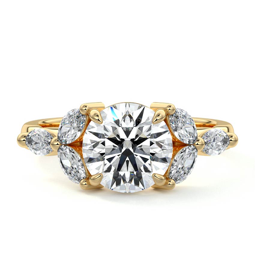 Anya - Round Yellow Gold Lab Grown Diamond Engagement Ring | Nura Lab