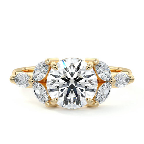Anya - Round Yellow Gold Lab Grown Diamond Engagement Ring | Nura Lab