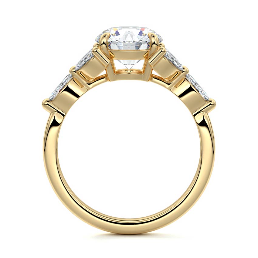 Anya - Round Yellow Gold Engagement Ring Side View | Nura Lab