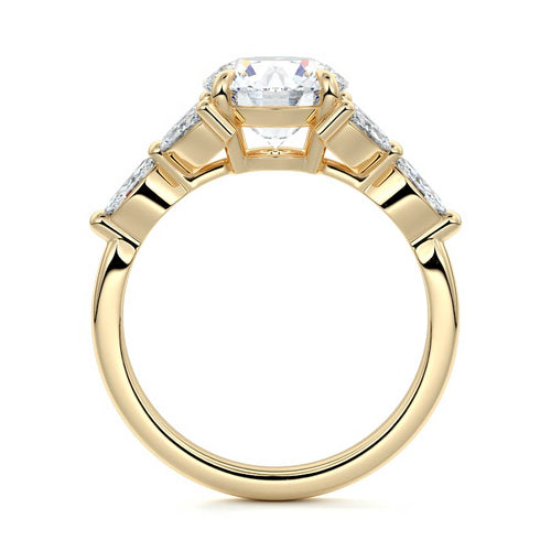 Anya - Round Yellow Gold Engagement Ring Side View | Nura Lab