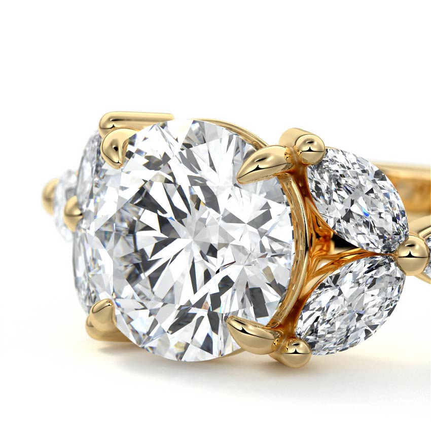 Anya round multi-stone lab grown diamond engagement ring in yellow gold