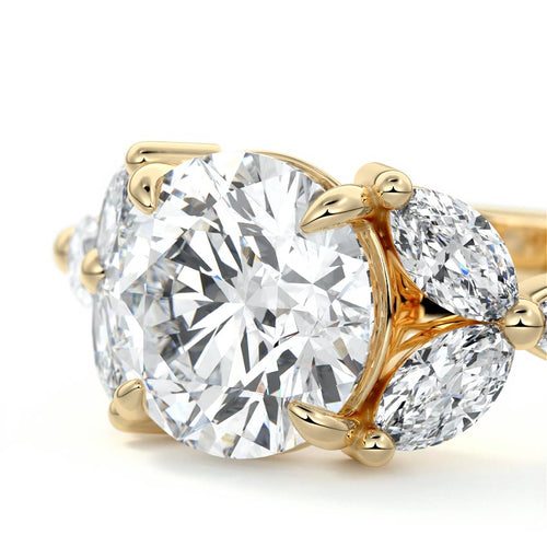 Anya round multi-stone lab grown diamond engagement ring in yellow gold