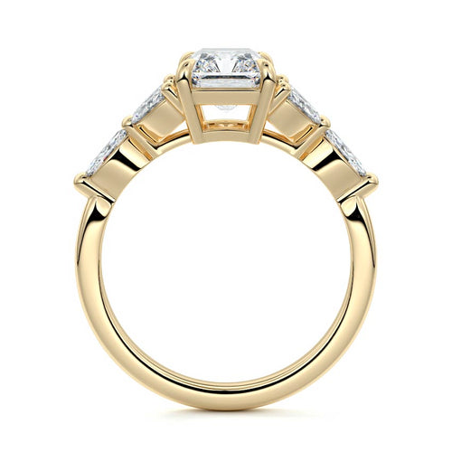 Anya - Radiant Yellow Gold Engagement Ring Side View | Nura Lab