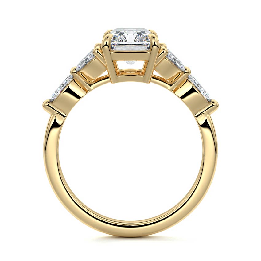 Anya radiant multi-stone lab grown diamond engagement ring in yellow gold