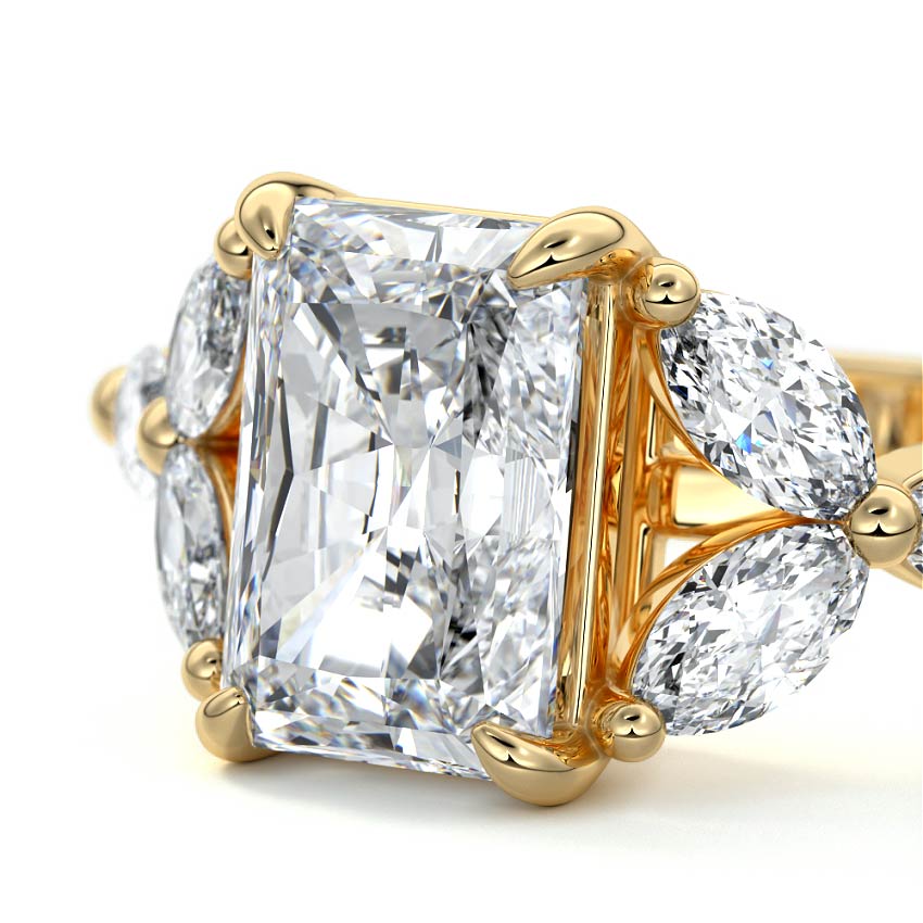 Anya - Radiant Yellow Gold Engagement Ring Profile View | Nura Lab