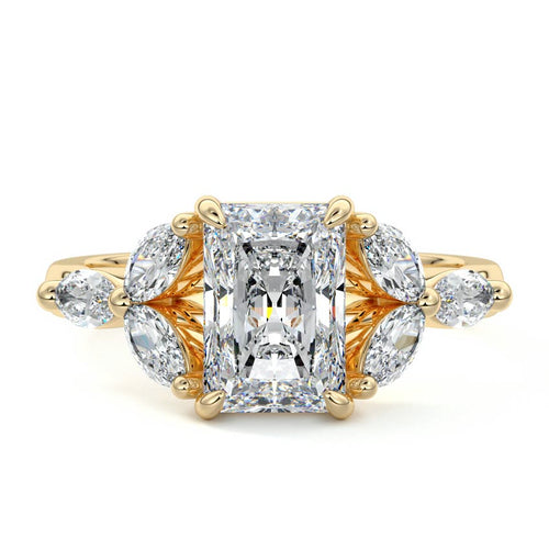 Anya - Radiant Yellow Gold Engagement Ring Detail View | Nura Lab