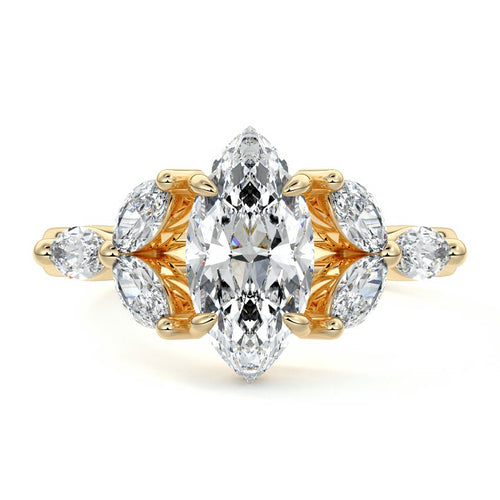 Anya - Marquise Yellow Gold Lab Grown Diamond Engagement Ring | Nura Lab
