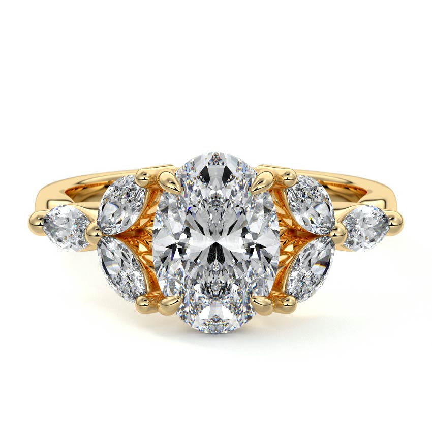 Anya - Oval Yellow Gold Lab Grown Diamond Engagement Ring | Nura Lab