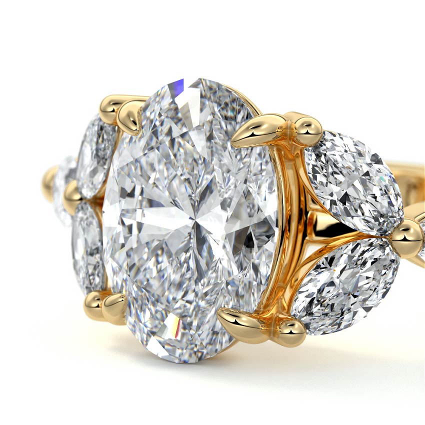 Anya - Oval Yellow Gold Engagement Ring Profile View | Nura Lab