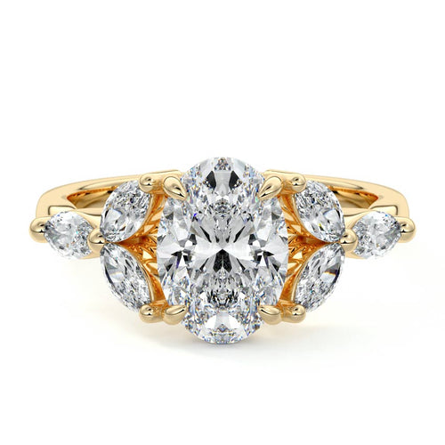 Anya - Oval Yellow Gold Engagement Ring Detail View | Nura Lab