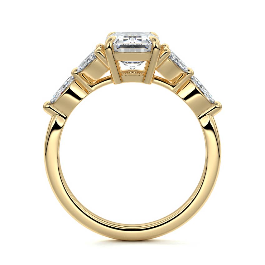 Anya - Emerald Cut Yellow Gold Engagement Ring Side View | Nura Lab