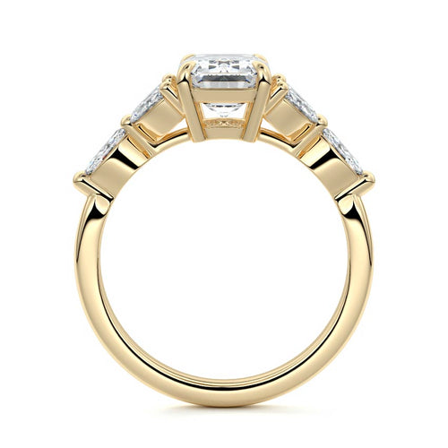 Anya - Emerald Cut Yellow Gold Engagement Ring Side View | Nura Lab