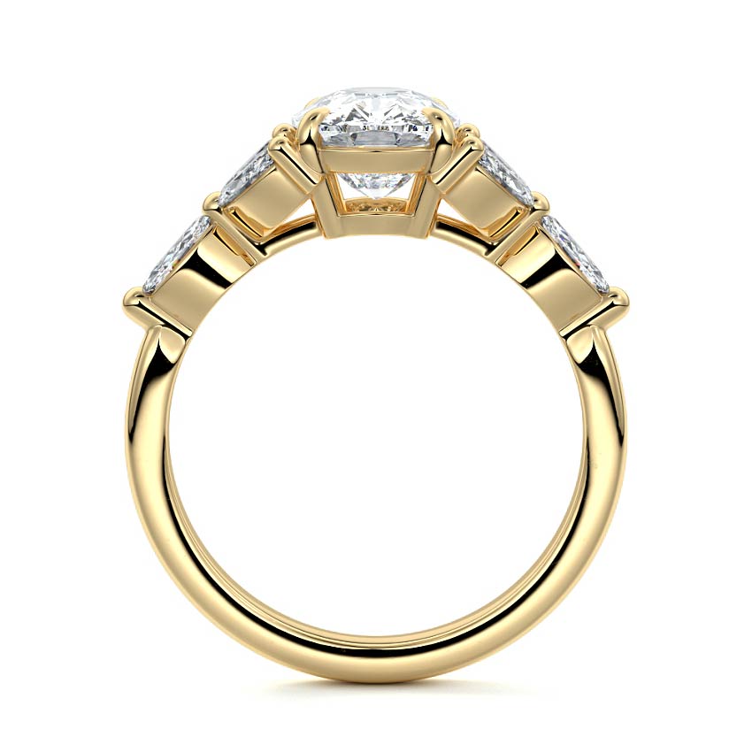 Anya - Cushion Yellow Gold Engagement Ring Side View | Nura Lab