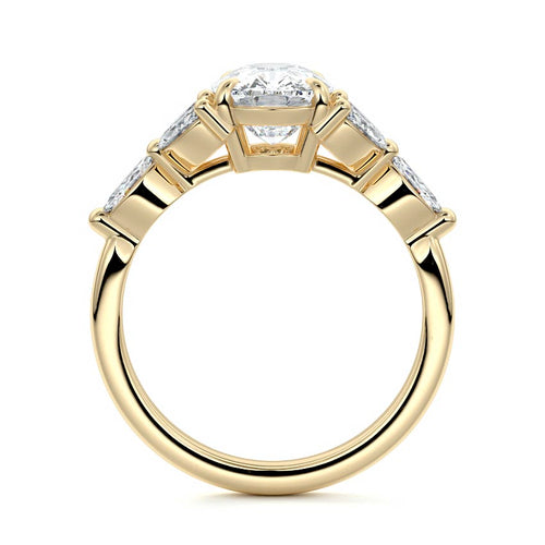 Anya - Cushion Yellow Gold Engagement Ring Side View | Nura Lab