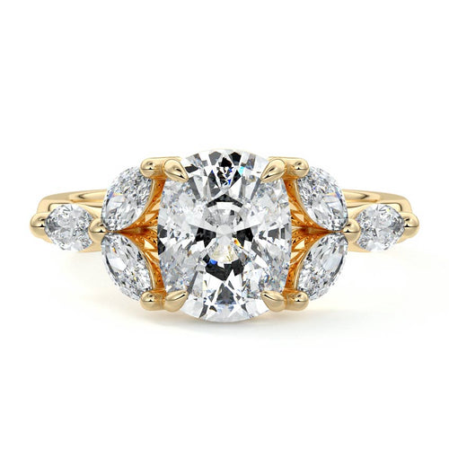 Anya - Cushion Yellow Gold Engagement Ring Detail View | Nura Lab