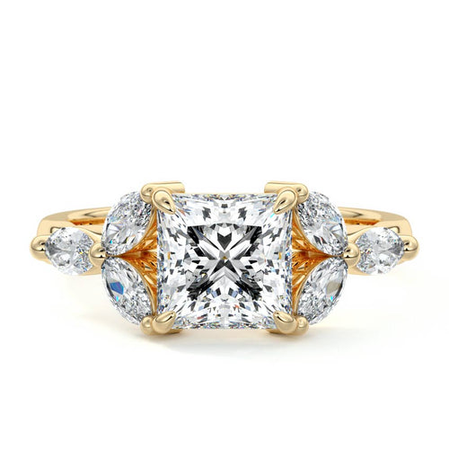 Anya - Princess Yellow Gold Lab Grown Diamond Engagement Ring | Nura Lab