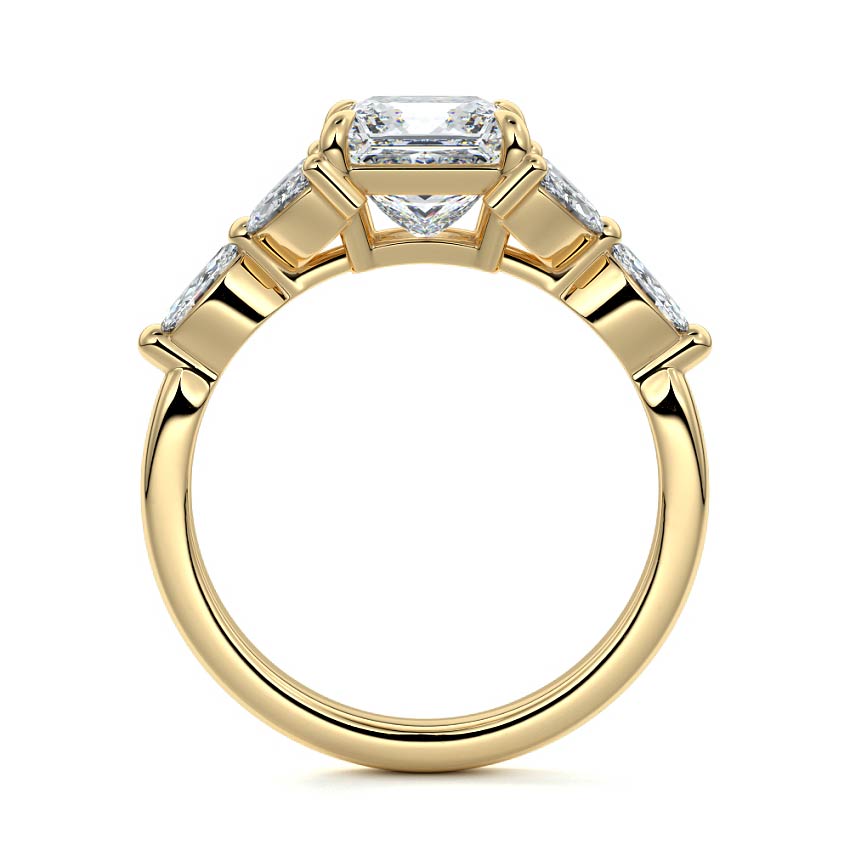 Anya - Princess Yellow Gold Engagement Ring Side View | Nura Lab