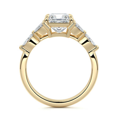 Anya - Princess Yellow Gold Engagement Ring Side View | Nura Lab