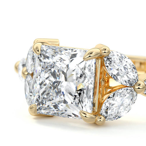 Anya - Princess Yellow Gold Engagement Ring Profile View | Nura Lab