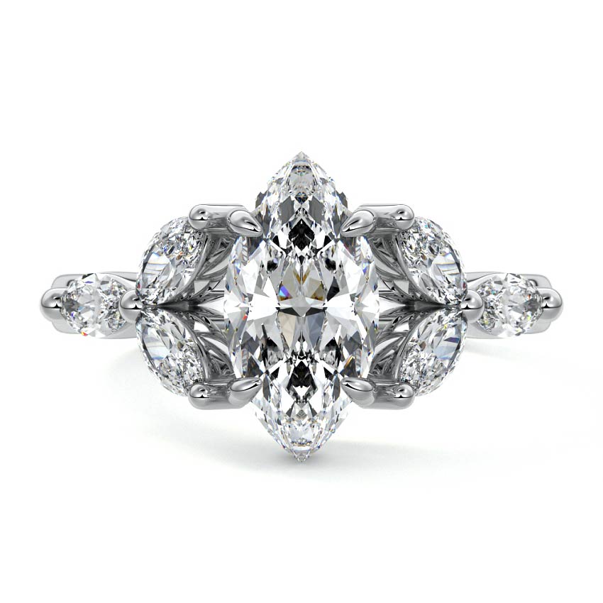 Anya - Marquise White Gold Lab Grown Diamond Engagement Ring | Nura Lab