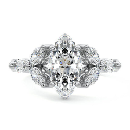 Anya - Marquise White Gold Lab Grown Diamond Engagement Ring | Nura Lab