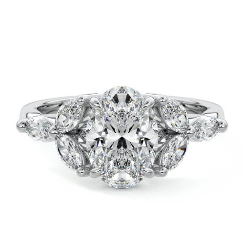 Anya - Oval White Gold Lab Grown Diamond Engagement Ring | Nura Lab