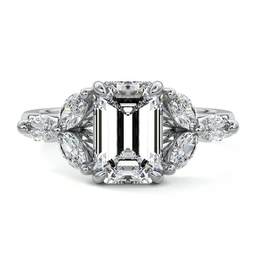 Anya - Emerald Cut White Gold Lab Grown Diamond Engagement Ring | Nura Lab