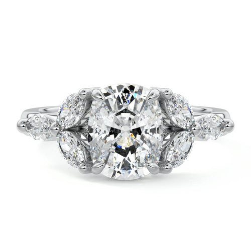 Anya - Cushion White Gold Lab Grown Diamond Engagement Ring | Nura Lab