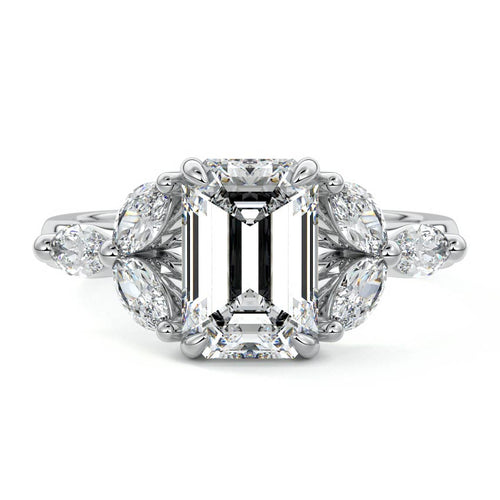 Anya - Emerald Cut Platinum Lab Grown Diamond Engagement Ring | Nura Lab
