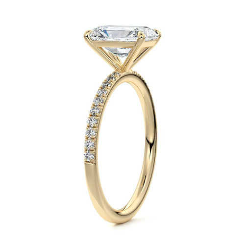 Hera - Radiant Yellow Gold Engagement Ring Side View | Nura Lab