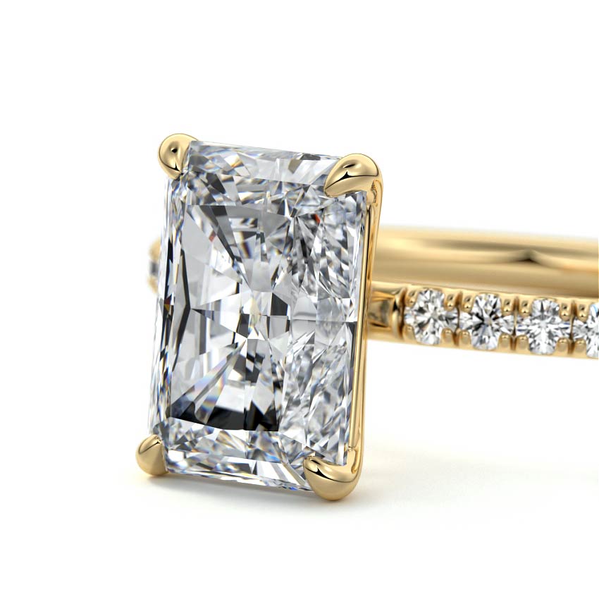 Hera - Radiant Yellow Gold Engagement Ring Profile View | Nura Lab